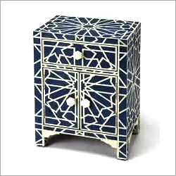 Handmade Bone Inlay Bed Side Table