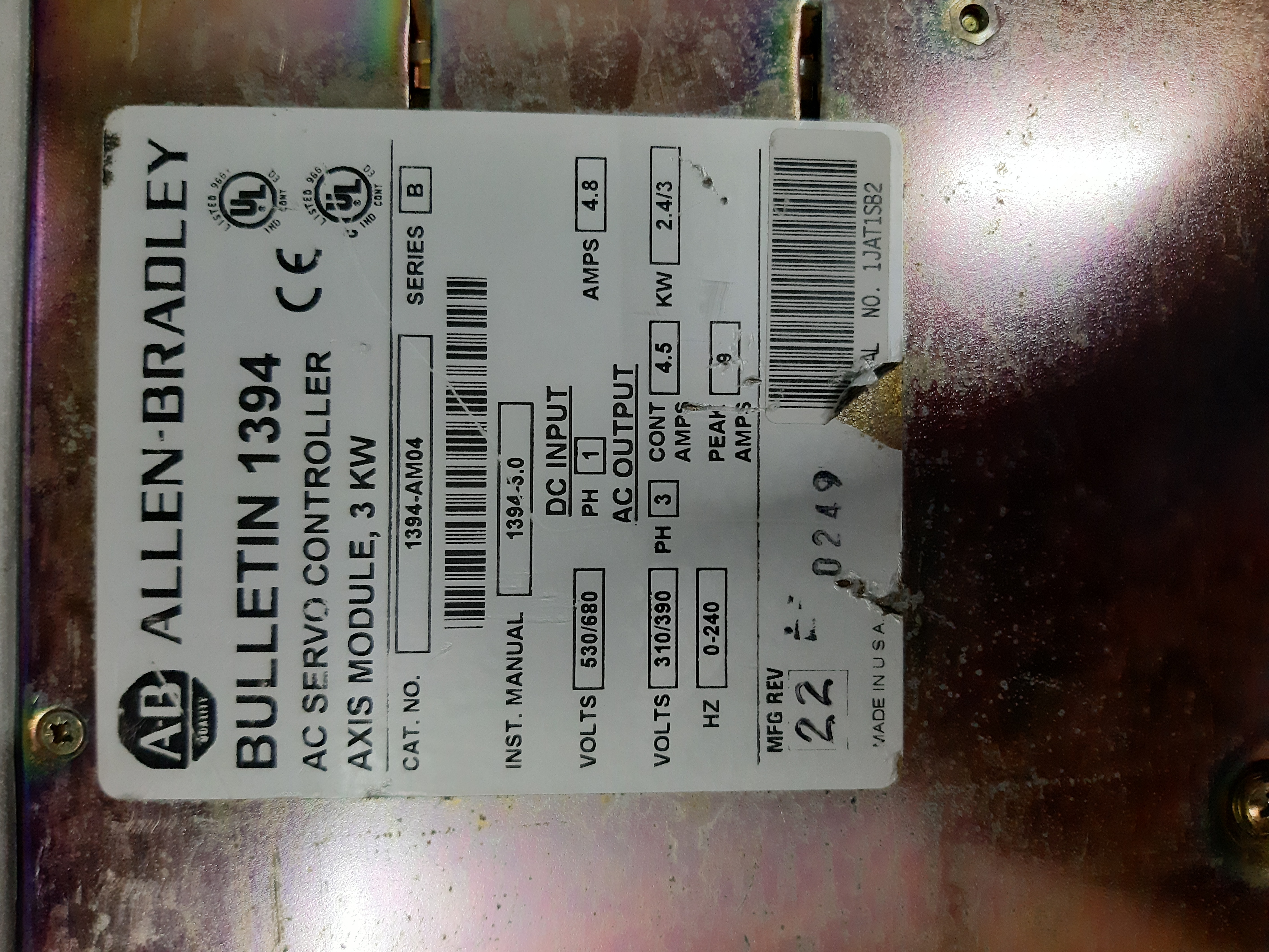 Allen Bradley Ac Servo Controller Axis Module