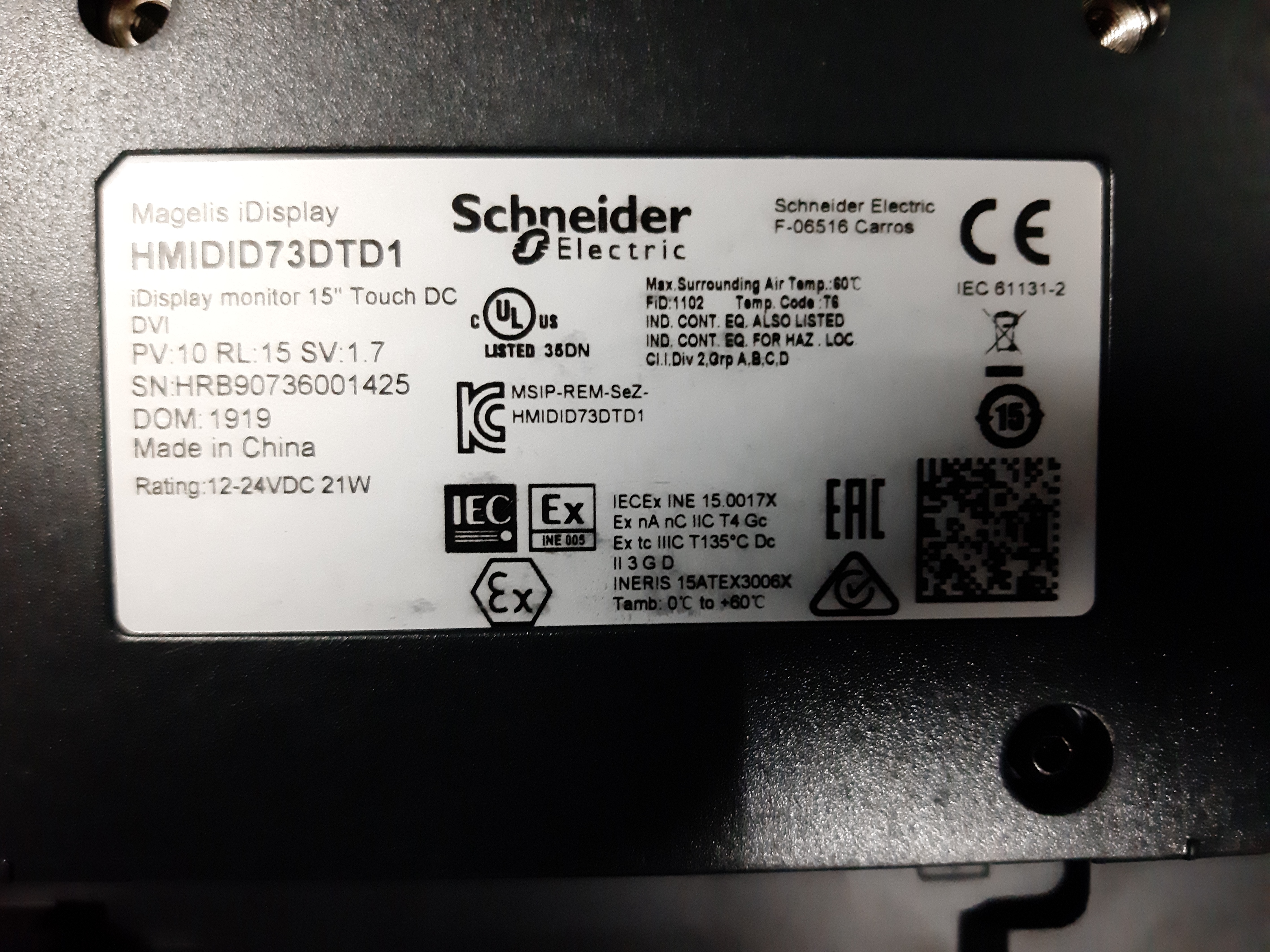 Schneider Electric Hmi Touchscreen Display