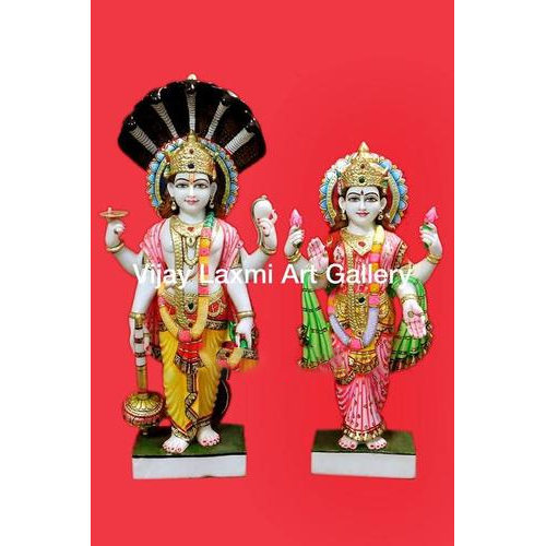 डिजाइनर मार्बल विष्णु लक्ष्मी प्रतिमा