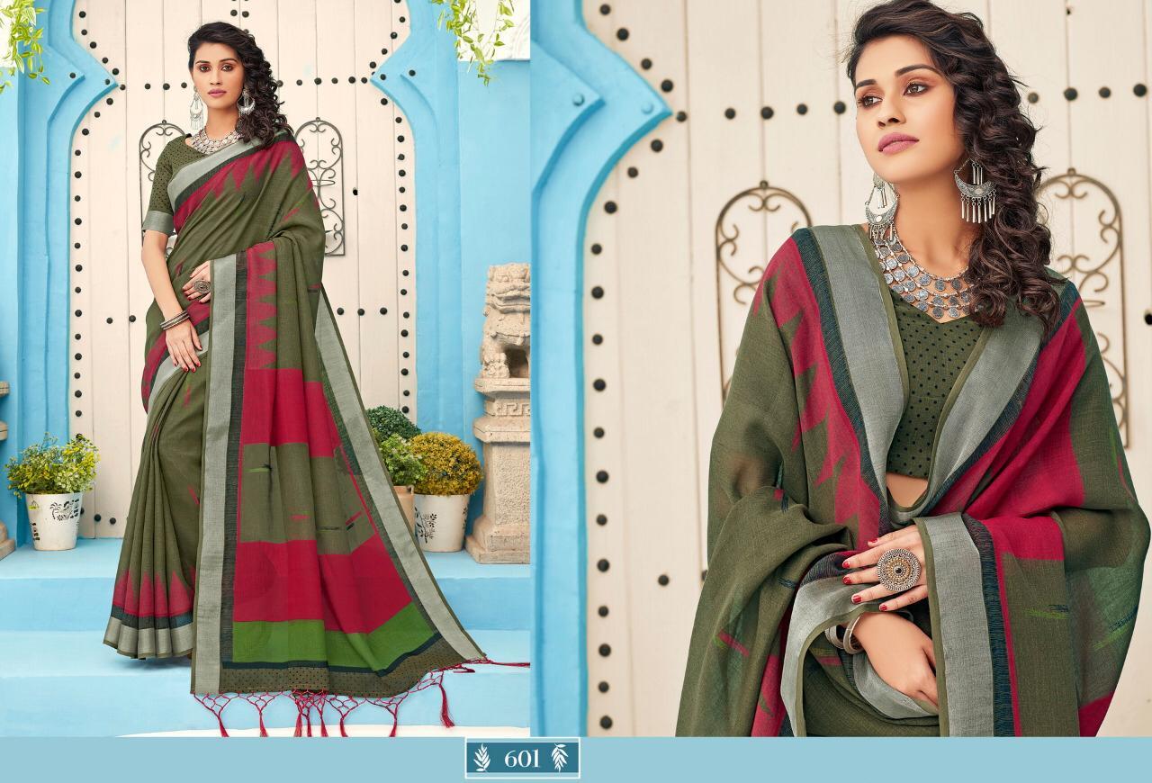 Designer Saree - Linen Cotton Fabric Print, Series Anupama D No 601 To D No 608 | Alluring Look, Comfortable, Perfect For Any Occasion