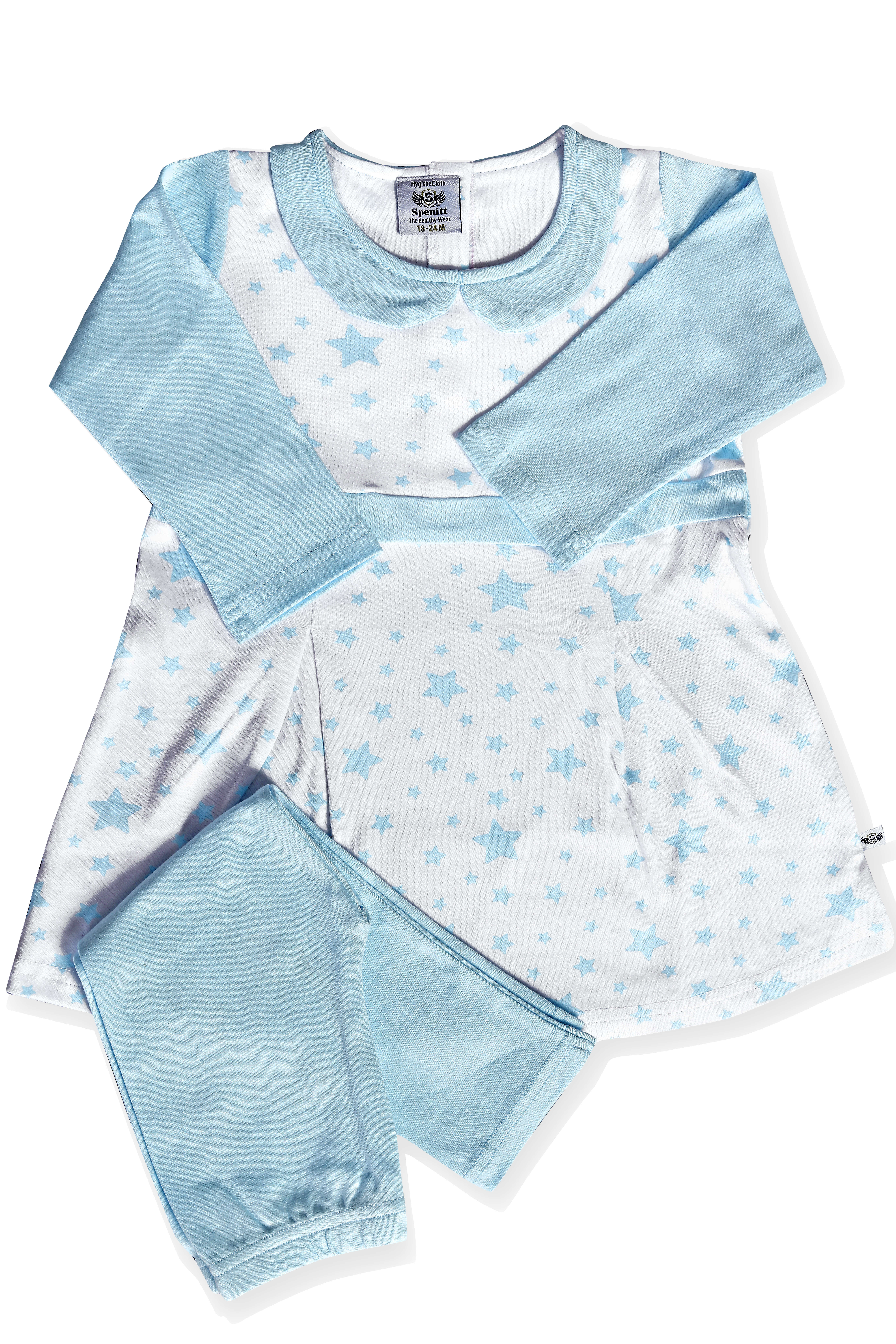 Full Sleeve Frock Style Top And Leggings Set Decoration Material: Cloths