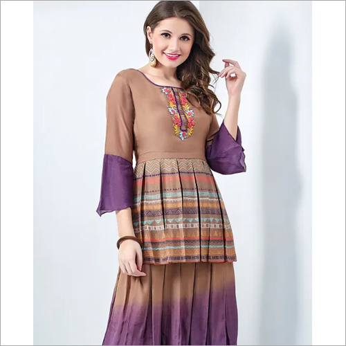 Anora Fashions Indo Western Kurti - Lightweight Cotton Blend Sizes L-xxl | Washable Unique Motifs Fashion-forward Design