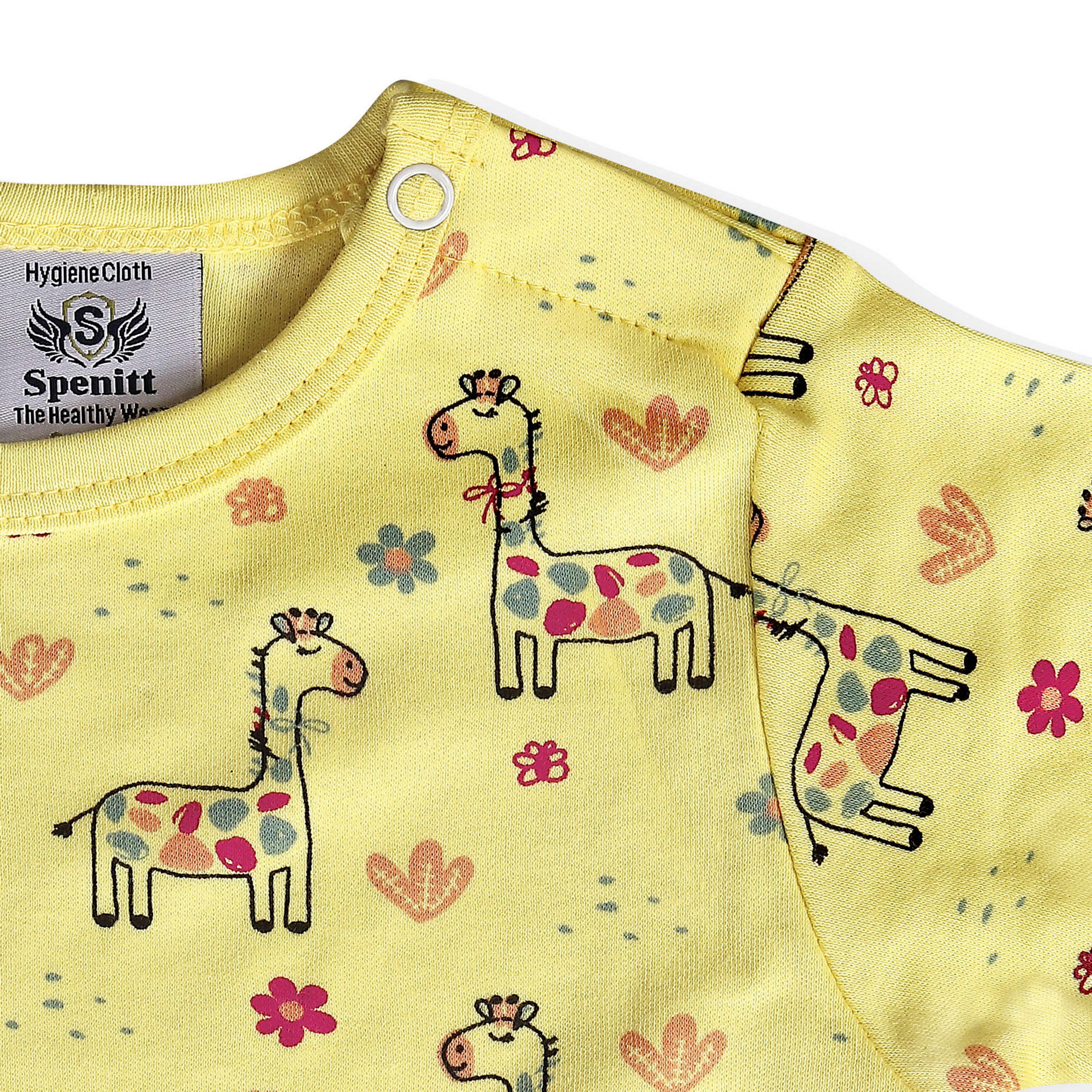 Short Romper - Cotton - Up To 12 Months, O-neck Collar, Printed Pattern | Antibacterial Technology, Anti-odor, Highly Breathable, Colorfastness 4.5