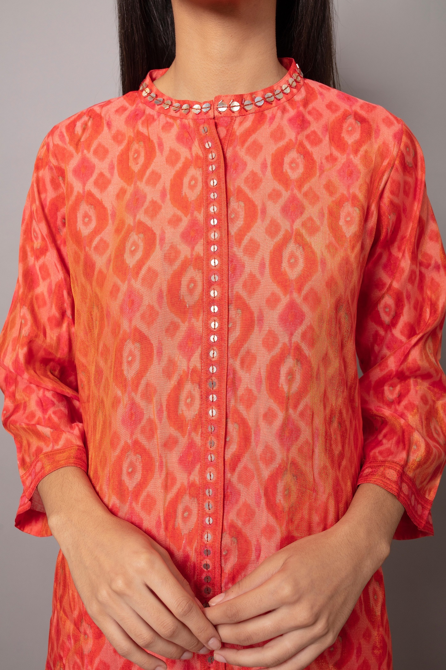 Orange Ladies Kurti With Palzaao Set