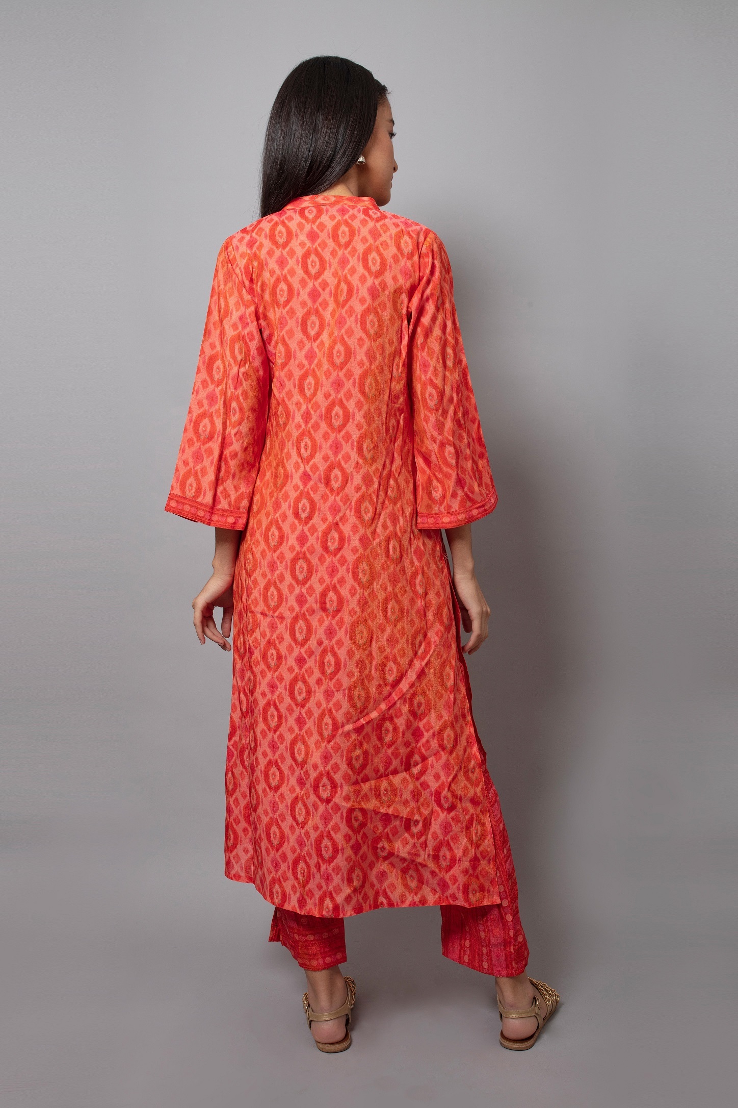Orange Ladies Kurti With Palzaao Set