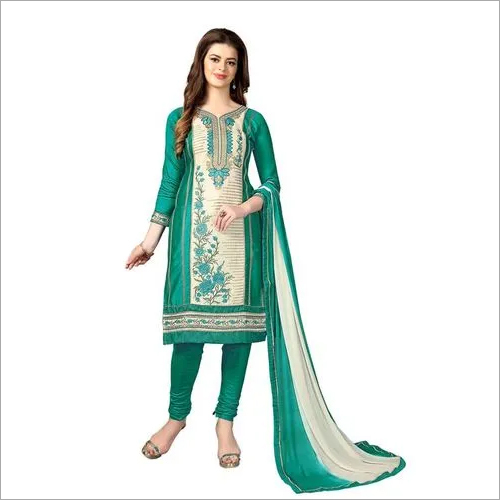 Turquoise Cotton Embroidery Salwar Suit