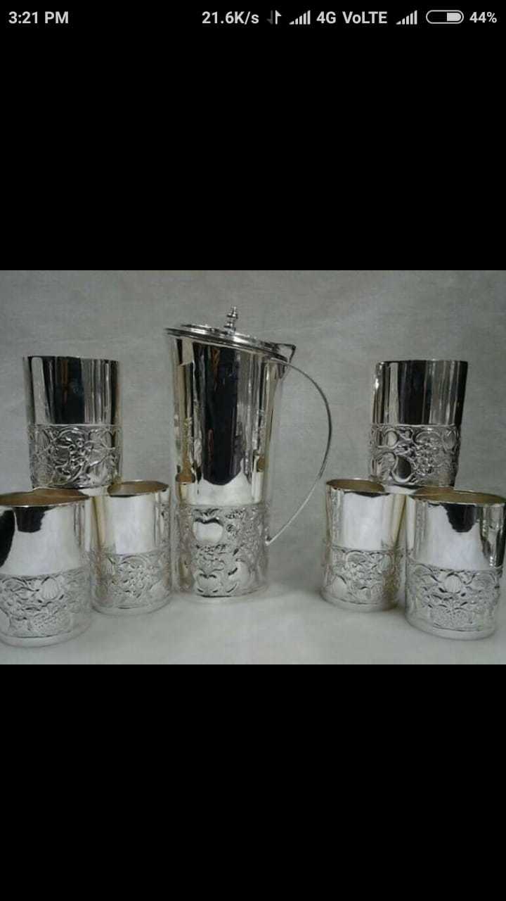 Silver Jug Set - 925 Silver Material , Polished Finish , Elegant Design And Rust-resistant Durable Quality