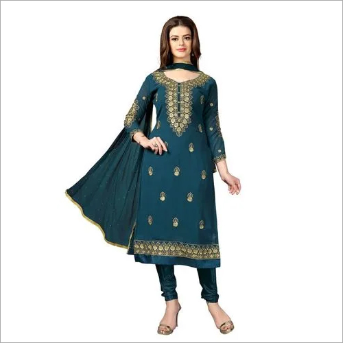 Turquoise Blue Georgette Embroidery Salwar Suit