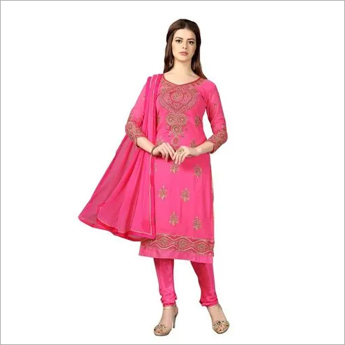 Pink Georgette Embroidery Salwar Suit