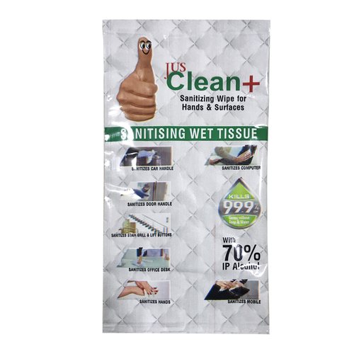 Sanitizing Wipes - Tissue Material, 148mm x 210mm Size, White Color | Compact and Handy, Kills Germs on Hands and Surfaces