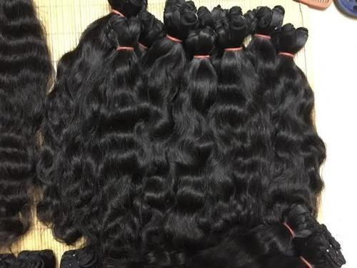 Natural Black Indian Wavy Machine Weft Hair