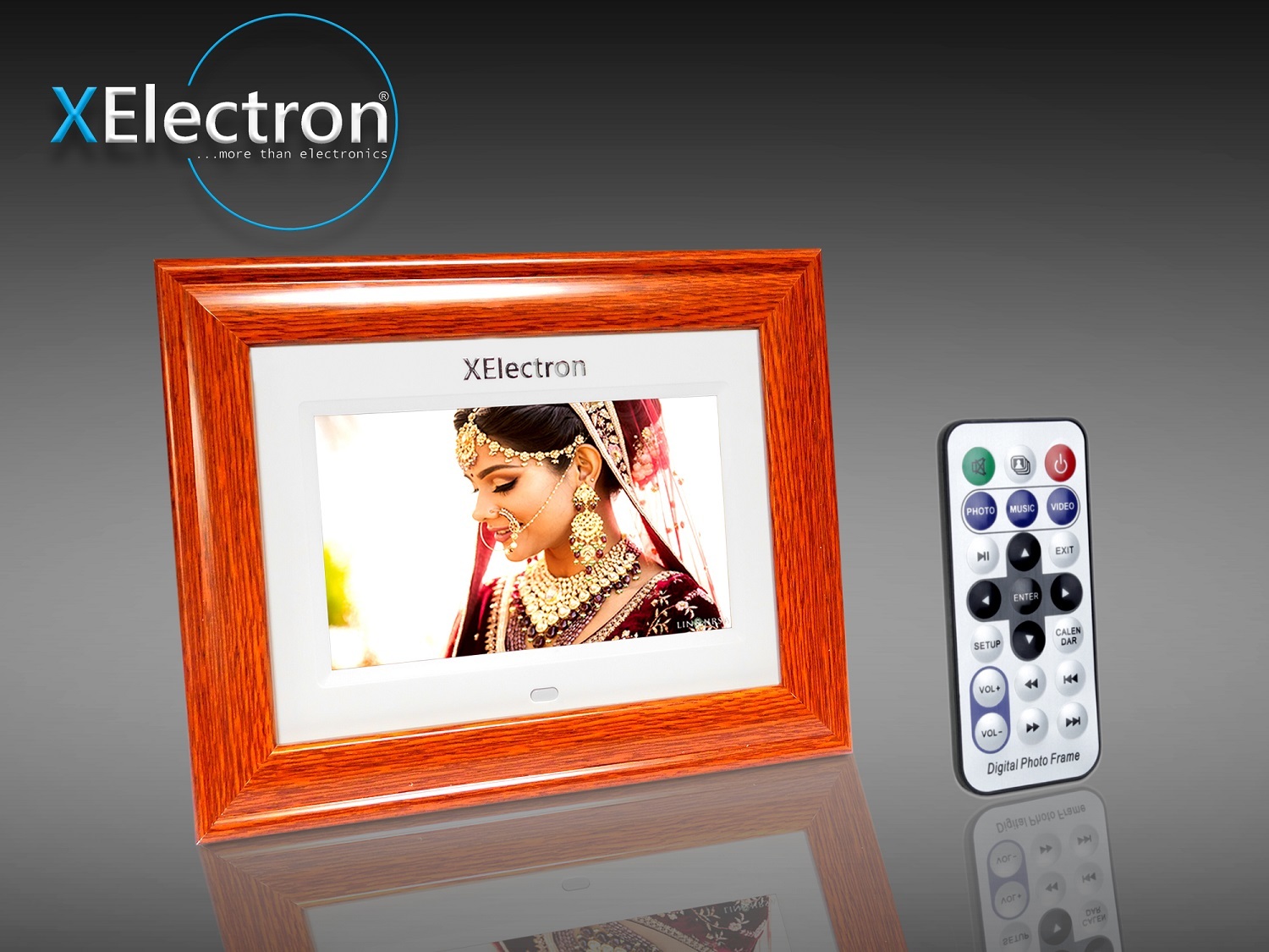 White Xelectron 7 Inch Lcd Display Wooden Digital Photo Frame