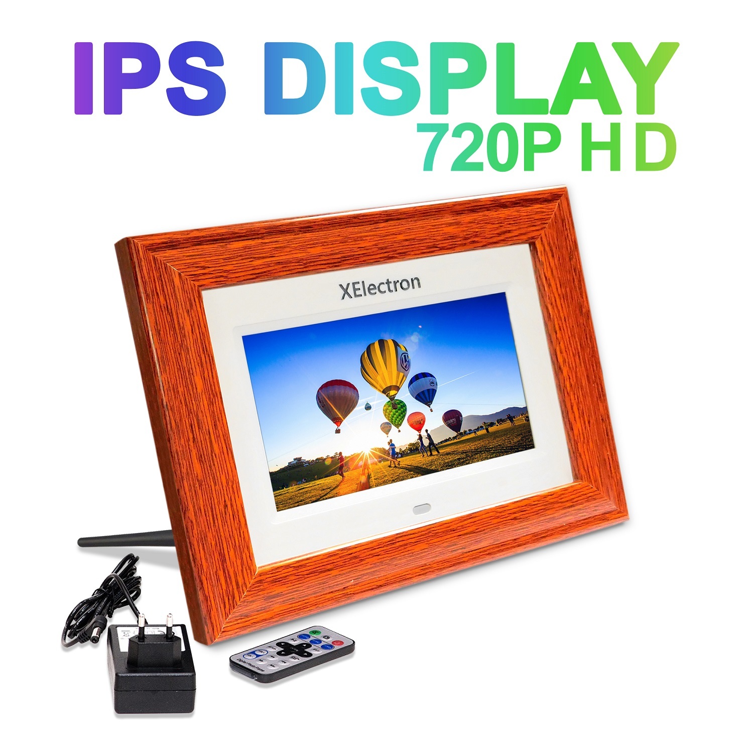 White Xelectron 7 Inch Lcd Display Wooden Digital Photo Frame
