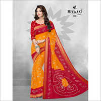 विभिन्न रंगों में उपलब्ध फैंसी रजवाड़ी बांधनी साड़ी