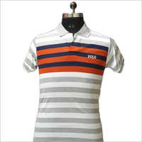  पुरुषों की पोलो फैंसी नेक स्ट्राइप्ड टी शर्ट