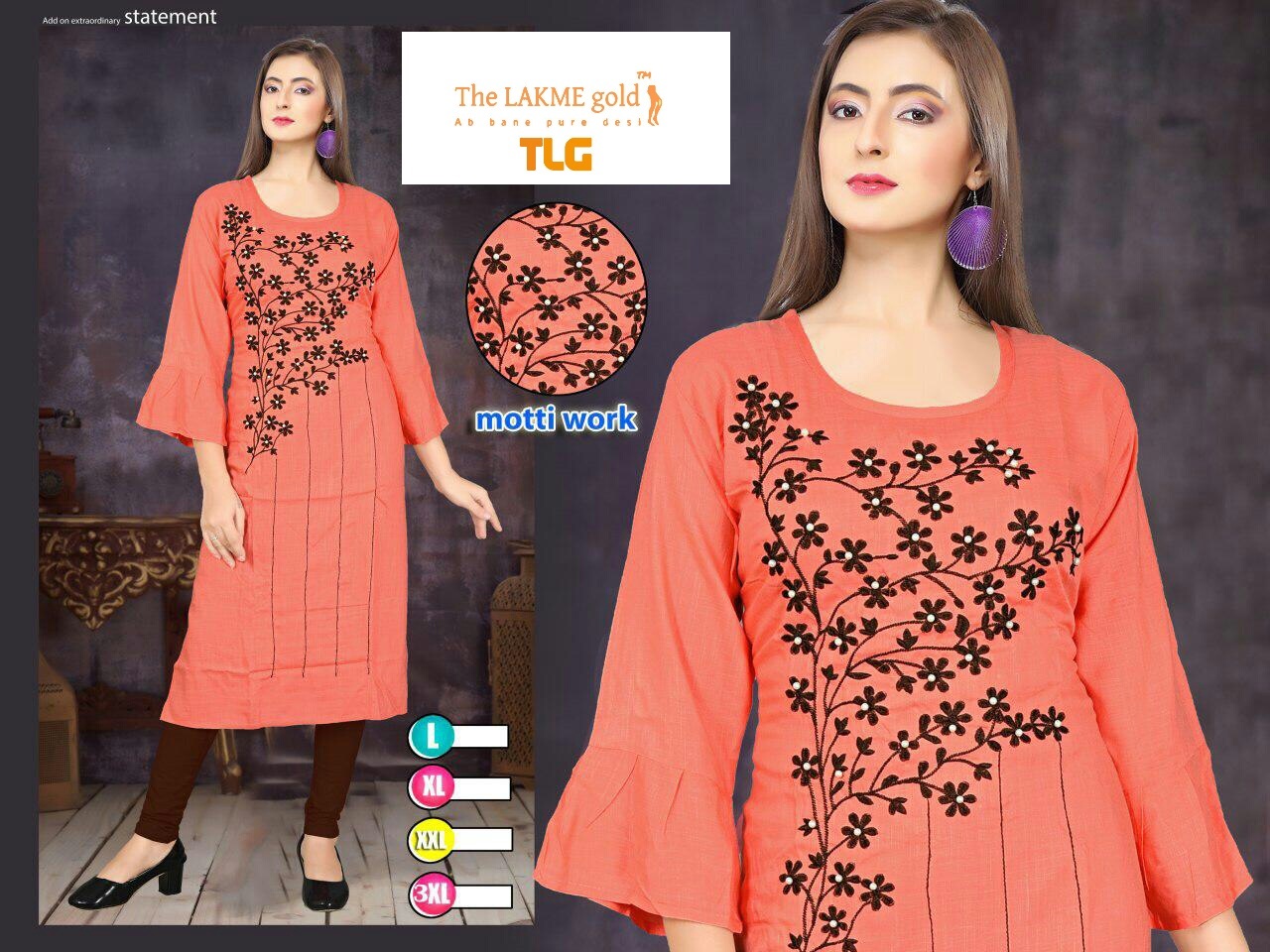 Ladies Kurti - Soft Cotton Blend, Available In Sizes S, M, L, Xl - Casual Washable Ethnic Wear For All Seasons