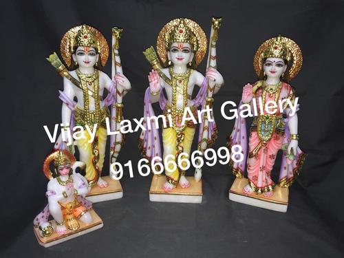 Ram Darbar Murti - Marble Composition | Exquisite Religious Artwork, Intricate Detailing, Ideal for Worship