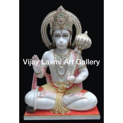 Marble Sitting Hanuman Moorti - Finishing: Polishing