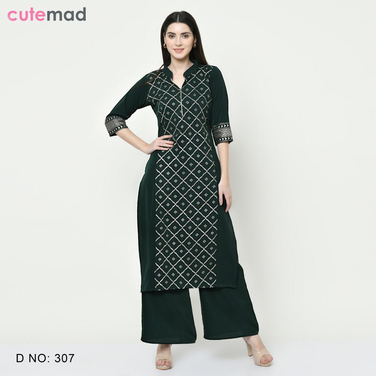 Kesari Exports By Cutemad Vol-3 - American Crape, Size: L, Xl, Xxl | Foil Print Design, 3-4th Sleeve, Washable, Party Wear Kurtis With Plazzo
