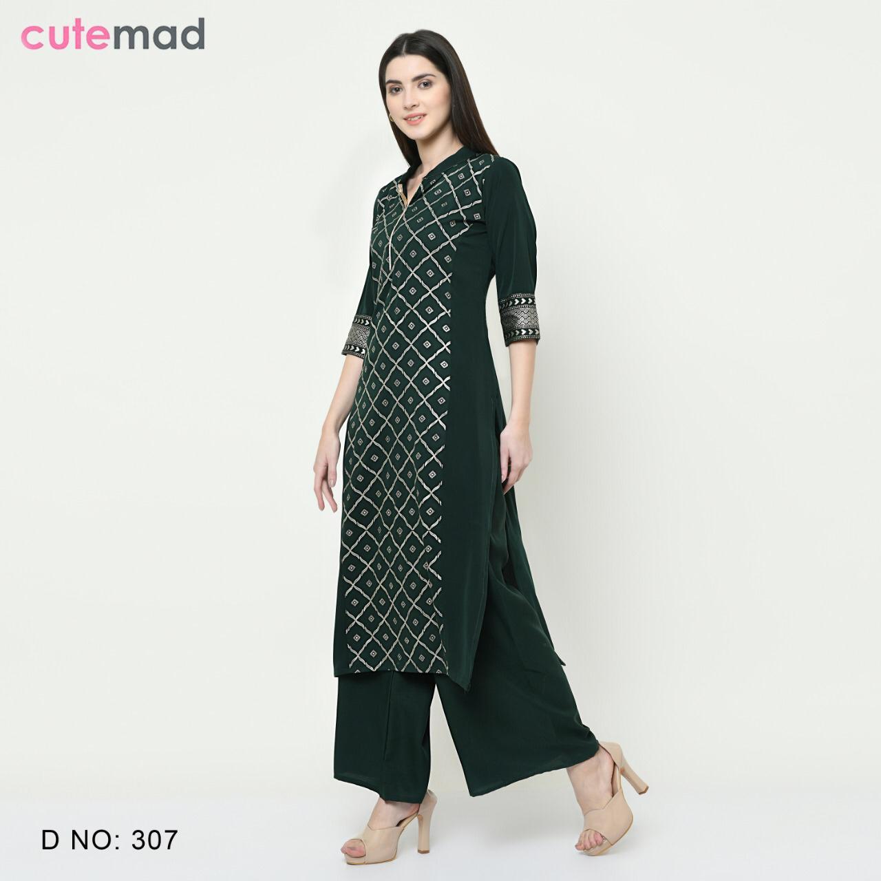 Kesari Exports By Cutemad Vol-3 - American Crape, Size: L, Xl, Xxl | Foil Print Design, 3-4th Sleeve, Washable, Party Wear Kurtis With Plazzo