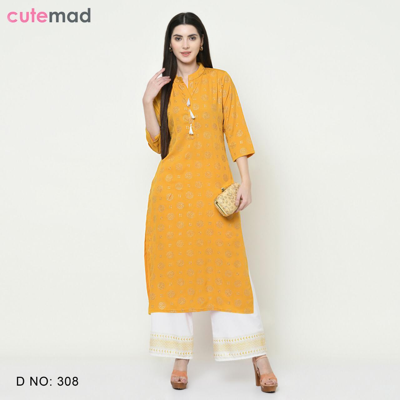 Kesari Exports By Cutemad Vol-3 - American Crape, Size: L, Xl, Xxl | Foil Print Design, 3-4th Sleeve, Washable, Party Wear Kurtis With Plazzo