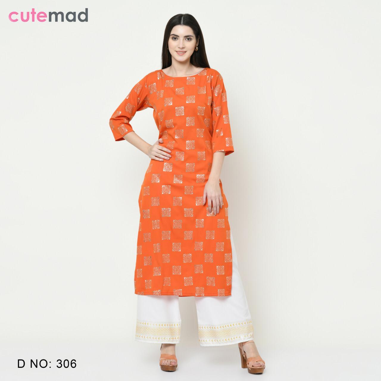 Kesari Exports By Cutemad Vol-3 - American Crape, Size: L, Xl, Xxl | Foil Print Design, 3-4th Sleeve, Washable, Party Wear Kurtis With Plazzo