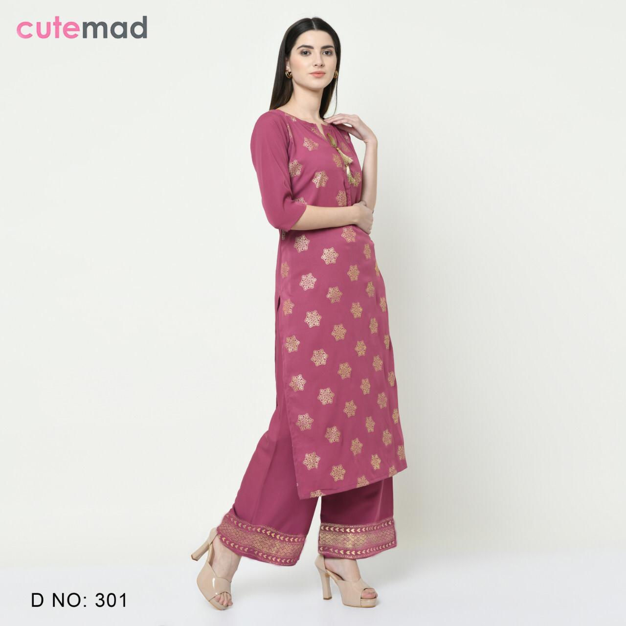 Kesari Exports By Cutemad Vol-3 - American Crape, Size: L, Xl, Xxl | Foil Print Design, 3-4th Sleeve, Washable, Party Wear Kurtis With Plazzo