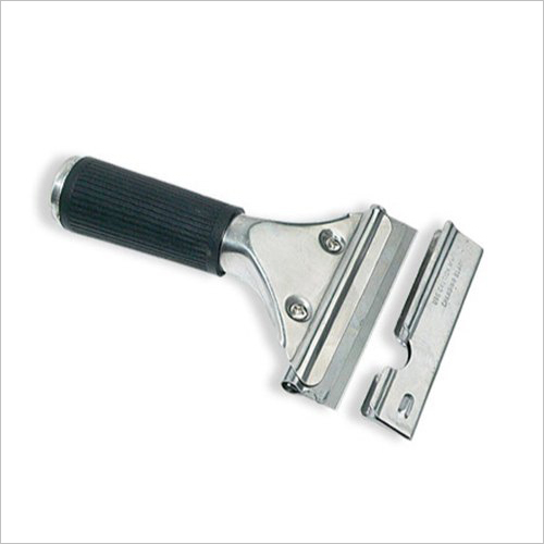 SS Glass Scrapper - Stainless Steel, Sharp Wide Blade for Effective Cleaning | Non-Slip Synthetic Rubber Grip, Manual Floor Cleaning Tool