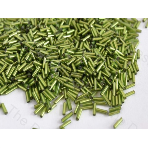 Opaque Green Bugle Beads - Glass Material, Sizes 6/0, 7/0, 8/0, 9/0, 10/0, 11/0, 12/0, 13/0, 14/0 | Shape: Pipe, Polished Finish, Weight: 25 Kilograms
