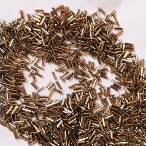 Bugle Pipe Shape Glass Beads - Glass Material, 1 Inch, Golden Color, Size 6/0-14/0 | Usage for Embroidery, Textile, and Garments