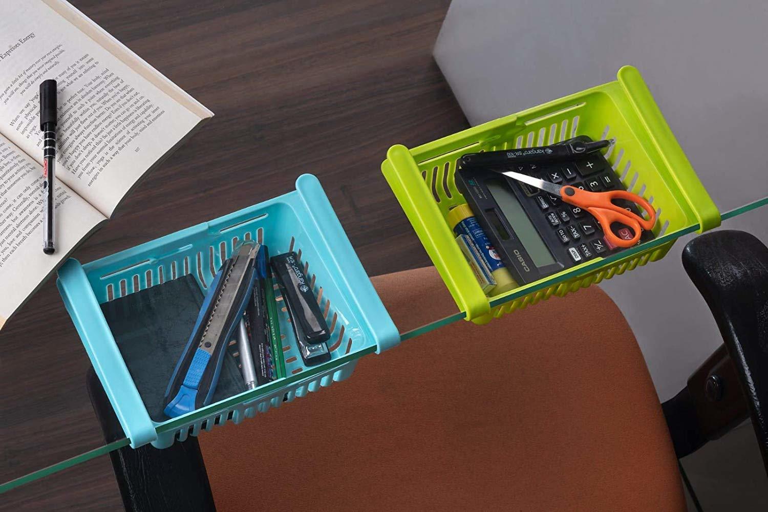 Adjustable Fridge Storage Basket Expandable Fridge Storage Rack Plastic Fridge Space Saver Food Organizer Tray (Set Of 4)