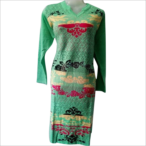 स्टोन वर्क वूलन लॉन्ग कुर्ती