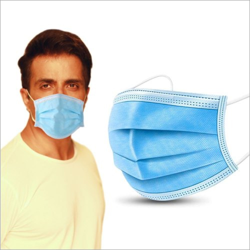 3 Ply Face Mask Meltblown Fabric With Bfe 99% - Polypropylene, 175x95mm, Blue, 25gsm/20gsm Layers | Disposable, Anti-bacterial, Comfortable Fit