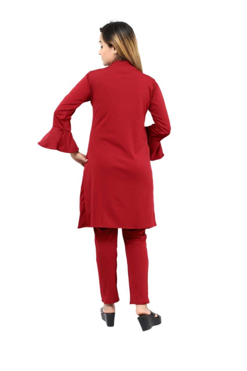 Red 3 Piece Shrug Dress For Women