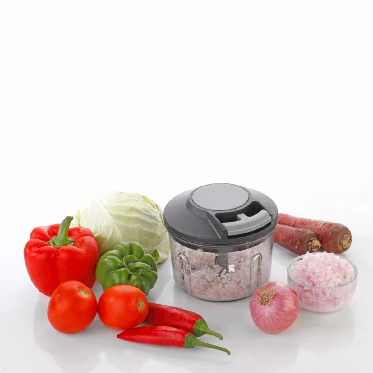New Handy Chopper Vegetable & Fruit Cutter, Special Cutter For Onion Chopper, With 3 Steel Blade And Pull Cord Technology (Multi)