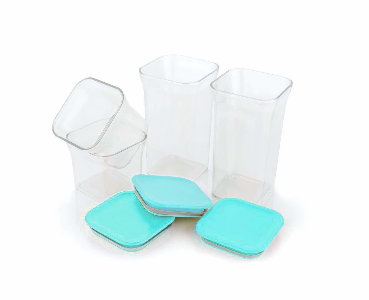 4 Pc Kit Kat Container Plastic Air Tight Unbreakable Square Storage Box/cereal Dispenser Jar
