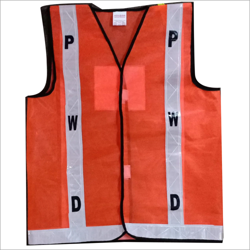 Fluorescent Reflective Safety Jacket - Polyester Fabric, Unisex Design, Orange Color, V-Neck Style | Ideal for All Seasons, Glow-in-the-Dark Visibility