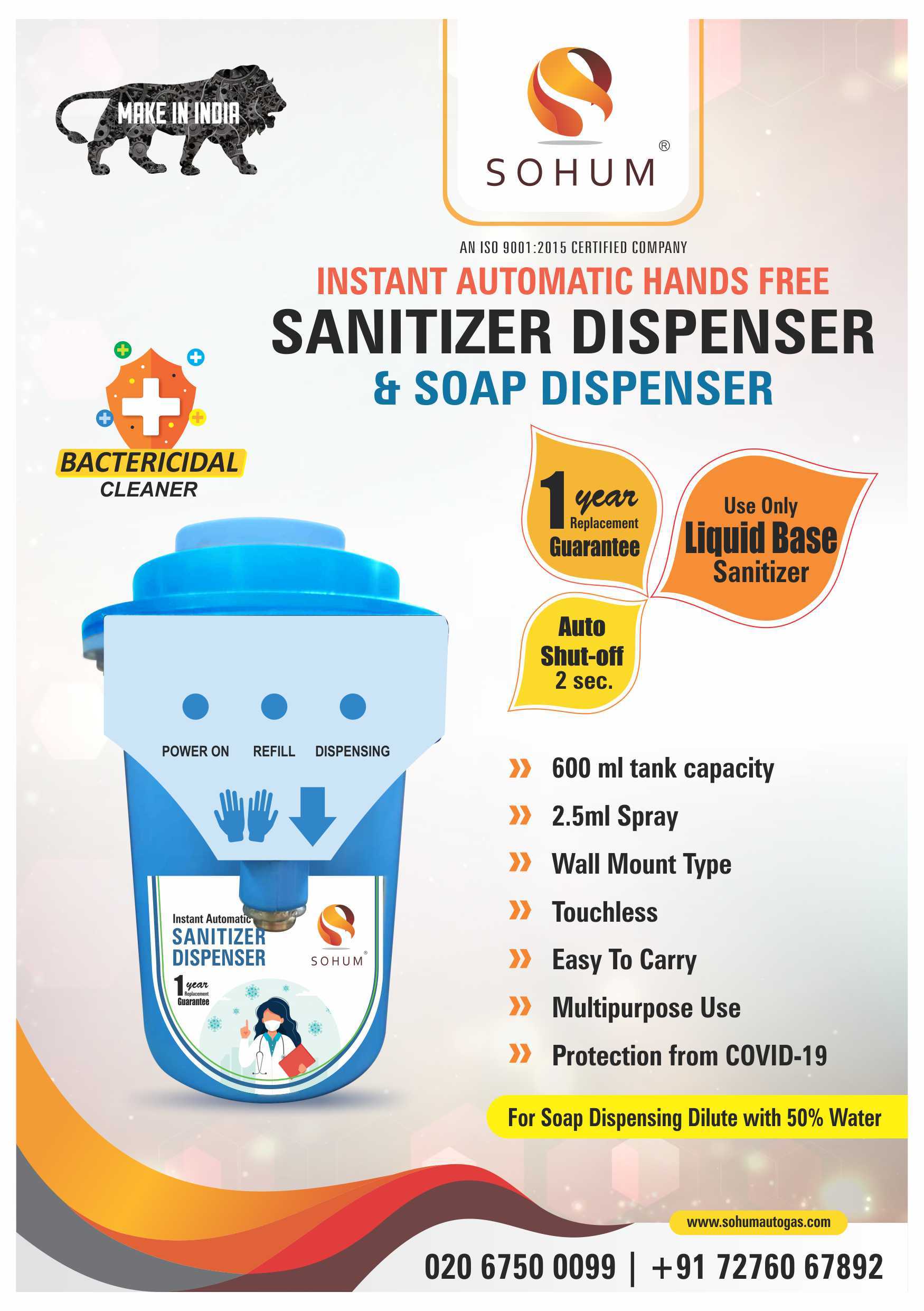 Automatic Sanitizer And Soap Dispenser Installation Type: Wall Mounted