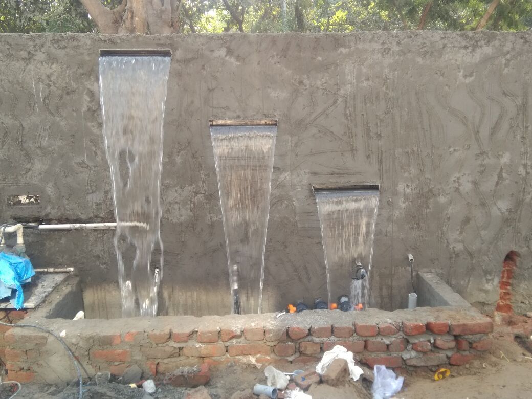 Water Cascade - Glass And Stainless Steel, 3-8 Inch Size, Violet Color Lighting, Music Control Feature, Peaceful Indoor And Outdoor Fountain