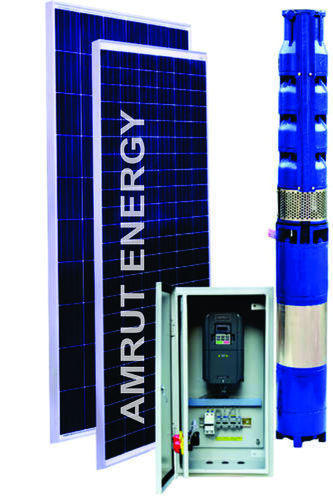 Three Phase Solar Submersible Pump - Stainless Steel, Blue and Silver | High Pressure, Less Power Consumption, Long Service Life