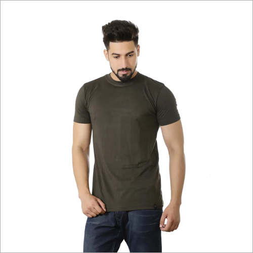 Black Mens Plain Round Neck T-Shirt