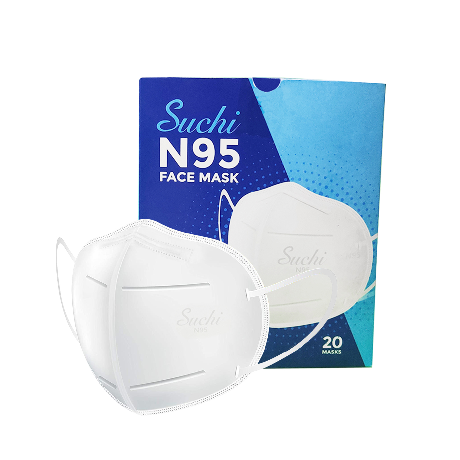 N-95 Respirator Mask - 5 Layers Of Non-woven And Melt-blown Fabrics | 95% Filtration Efficiency, Breathable, Latex-free, Unisex, White Color