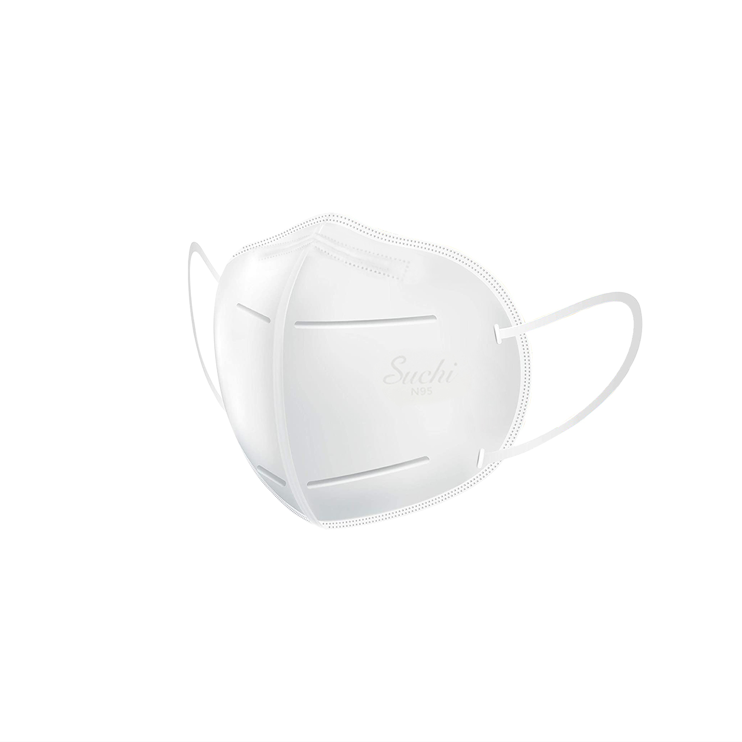 N-95 Respirator Mask - 5 Layers Of Non-woven And Melt-blown Fabrics | 95% Filtration Efficiency, Breathable, Latex-free, Unisex, White Color