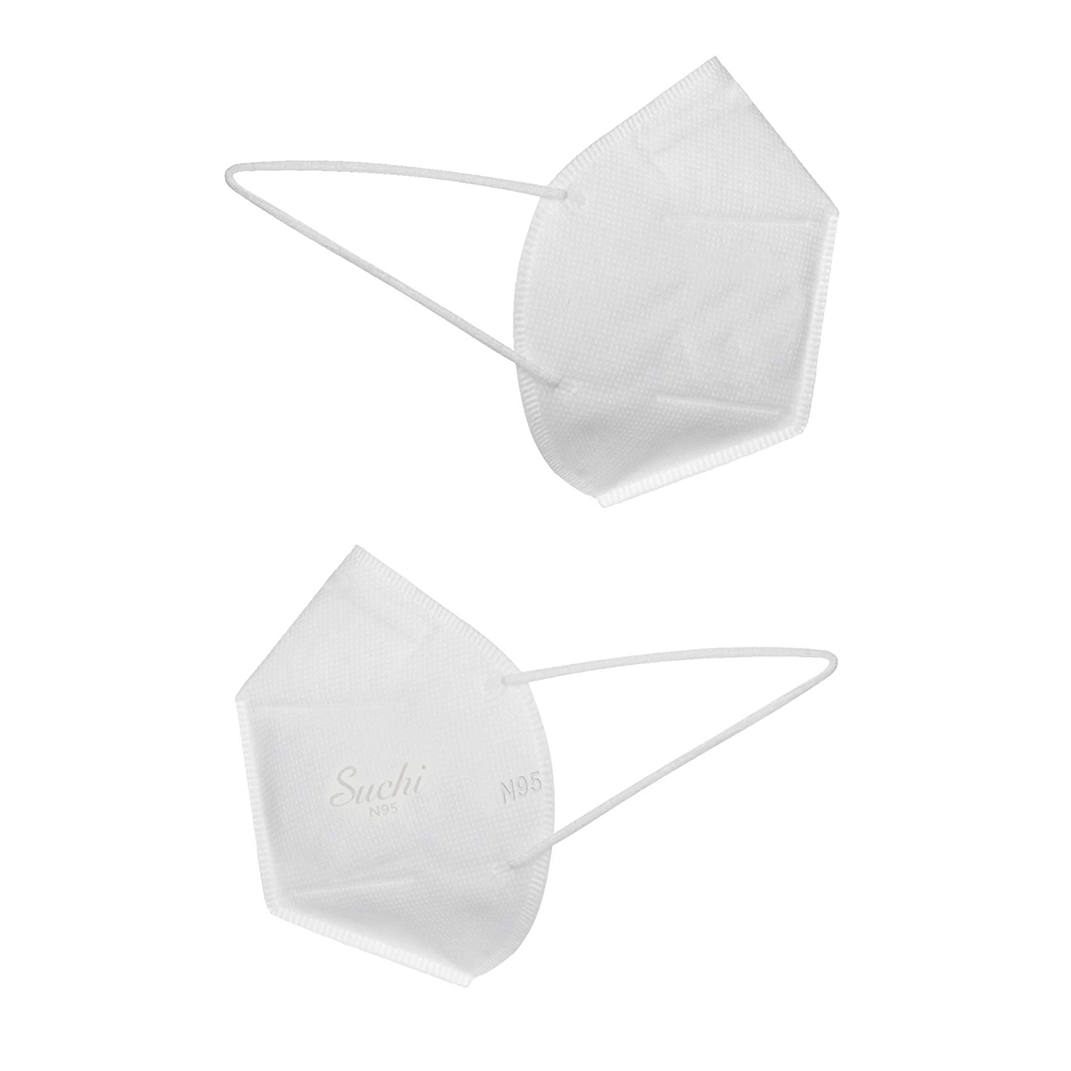 N-95 Respirator Mask - 5 Layers Of Non-woven And Melt-blown Fabrics | 95% Filtration Efficiency, Breathable, Latex-free, Unisex, White Color