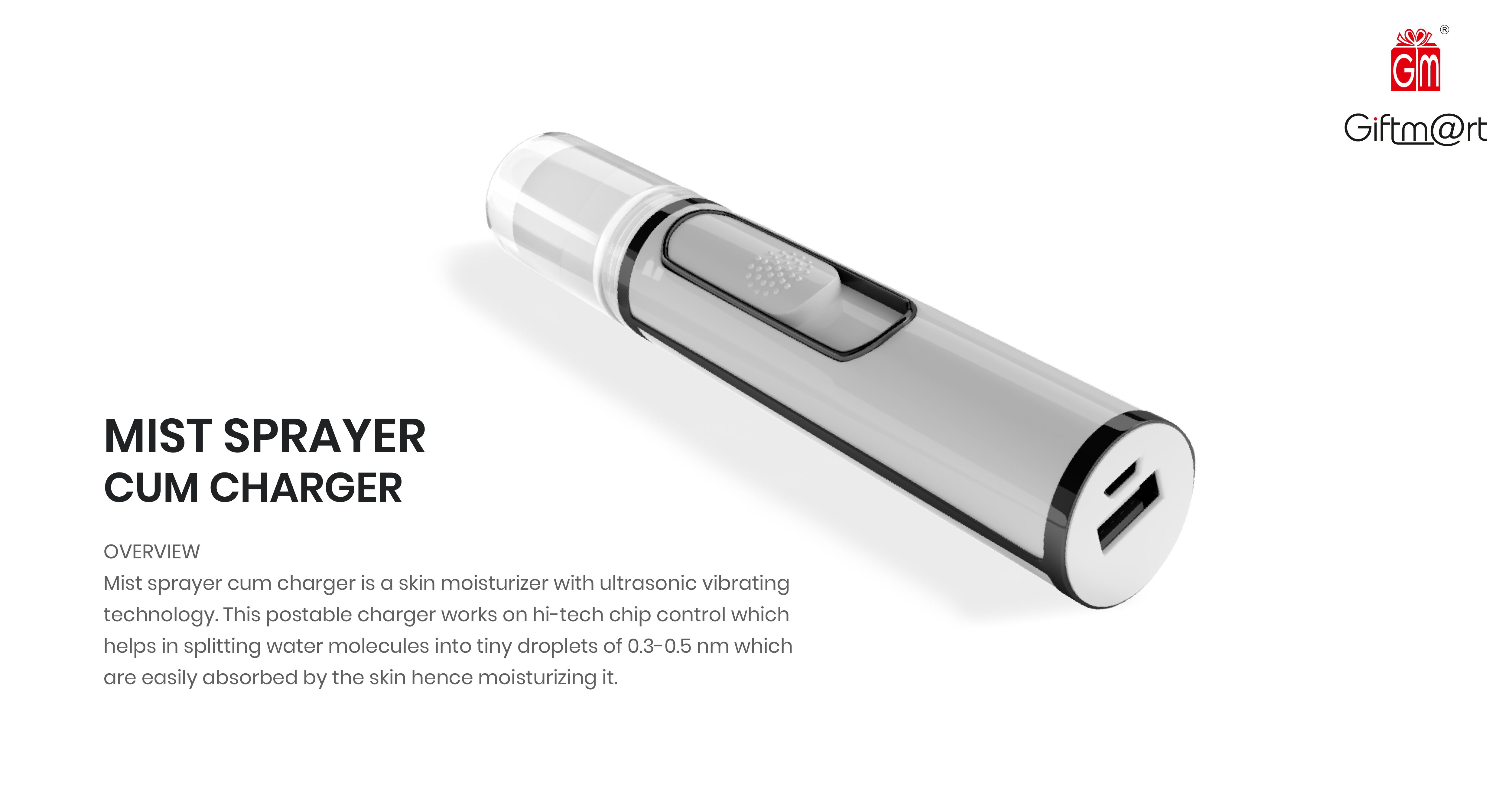 Nano Mist Sprayer - Abs Material, White Color | Beauty Care Device With Power Bank Functionality, Customizable Logo
