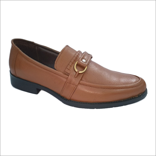 Brown Leather Formal Slip On Shoes