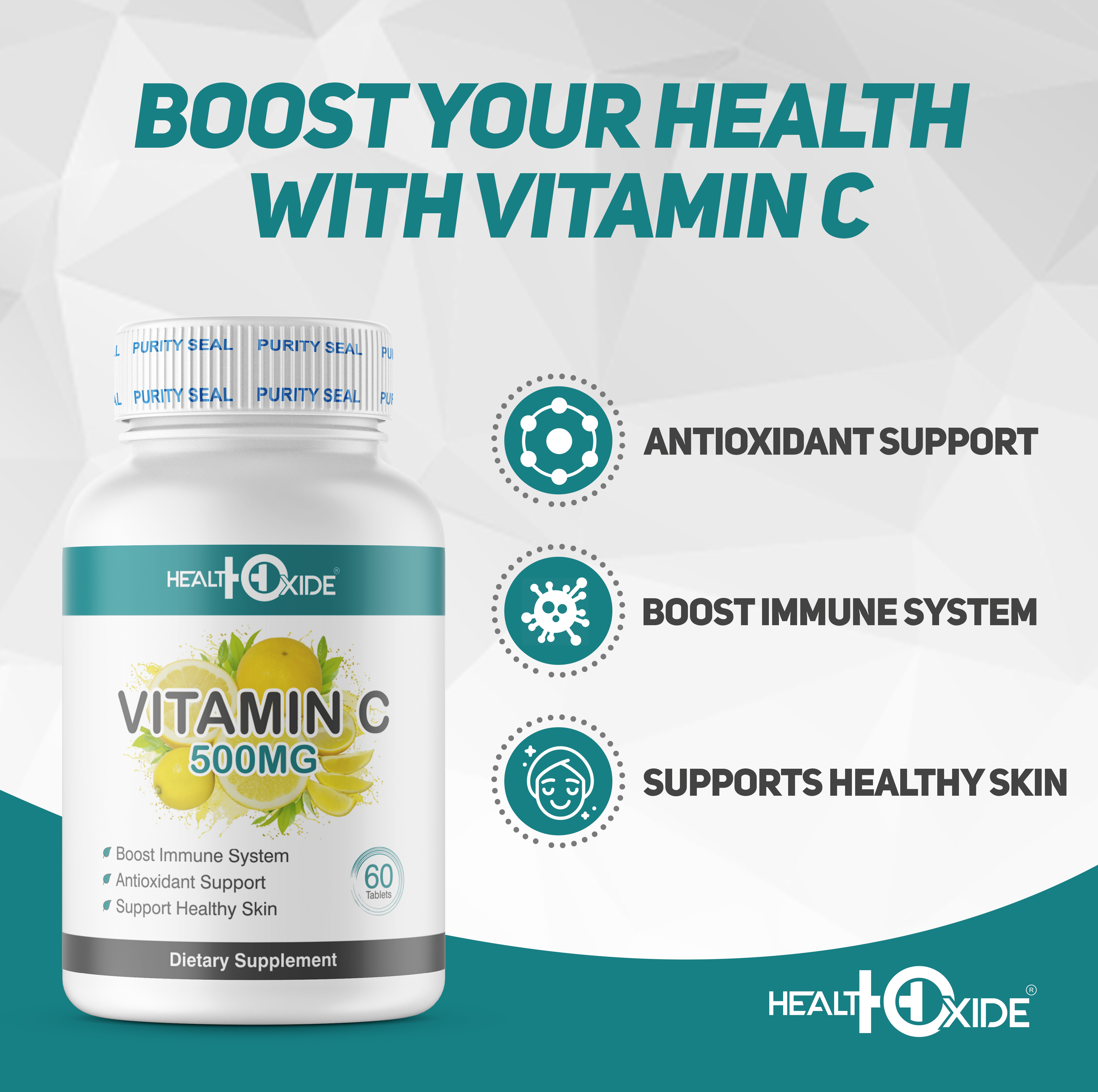 Vitamin C - 1 Tablet Daily Dosage | Boosts Immunity, Supports Healthy Growth & Nutrition