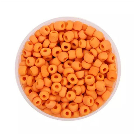 Orange Opaque Round Glass Beads