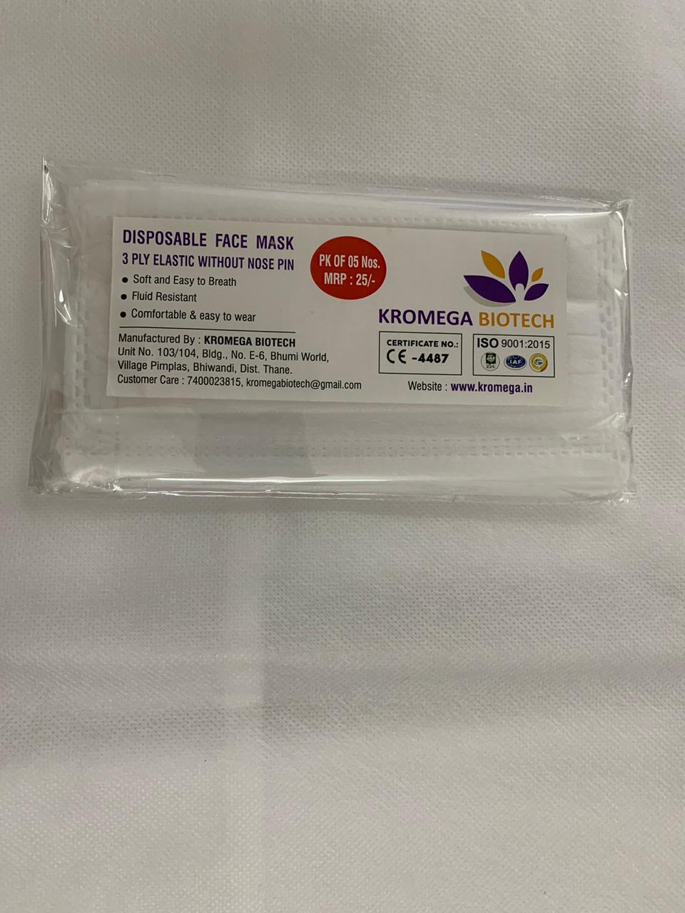 3 Ply Without Nose Pin (Pk Of 05) White